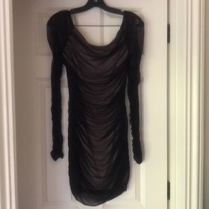 Bebe Sheer/Black, Long Sleeved Dress